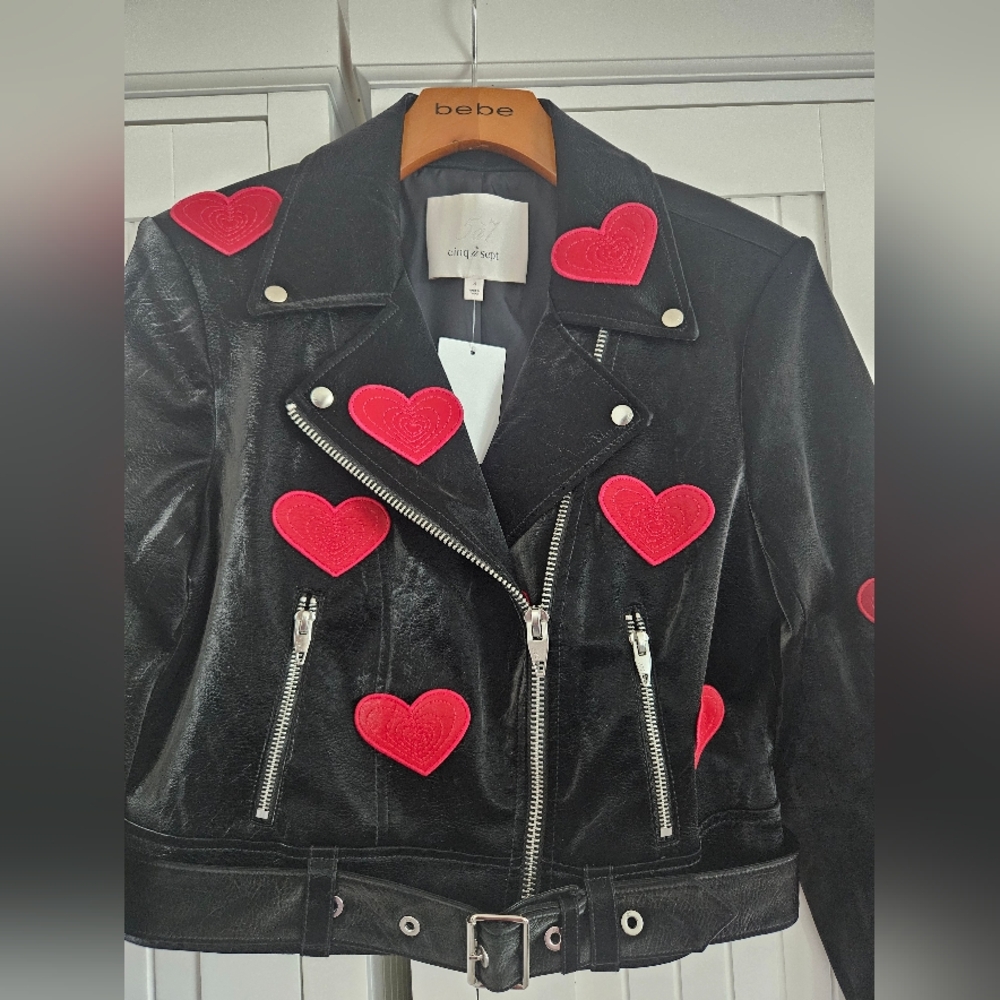 NWT Cinq a Sept Black Jacket with Red Heart Accents - Picture 4 of 5